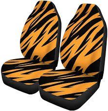 Set Of 2 Car Seat Covers Orange Pattern