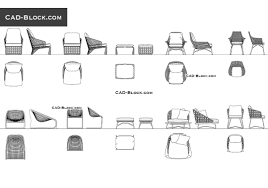 outdoor chairs ottomans autocad