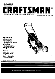 How much does lawn mower repair cost near me? Craftsman 944 369340 Owner S Manual