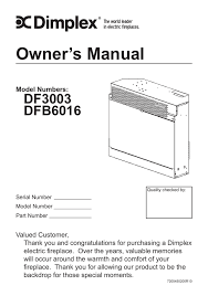 Owner S Manual Dimplex Sf3003 Owner S