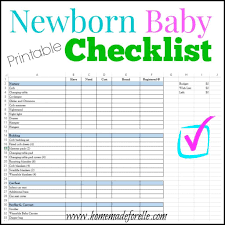 Printable Newborn Checklist Homemade For Elle