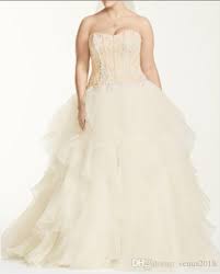 2019 Plus Size Oleg Cassini Organza Ruffle Skirt Wedding Dresses Sweetheart Appliques Elegant Plus Size Bridal Gowns Style Vestidos
