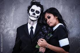 skull face makeup guy and vire