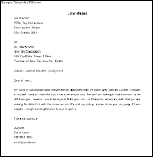 New Letter Intent For Job Application Template Of Employment
