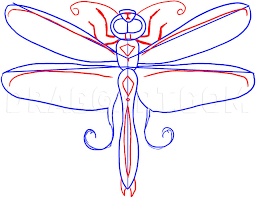 how to draw a dragonfly step by step