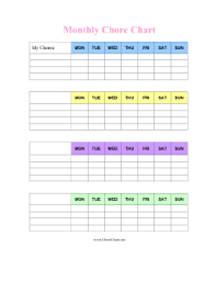 Editable Chore Charts Printable Monthly Chore Chart With Pastel