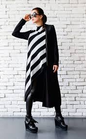 Plus Size Long Coat Stripe Pattern