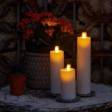 Pearl Ivory Outdoor Candle Slim Pillars