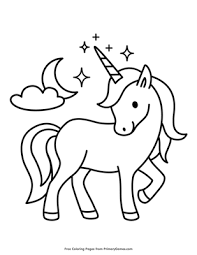 unicorn with the moon coloring page