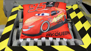 Experiment Shredding Disney Cars 3 Lightning Mcqueen Pillow The Crusher Youtube