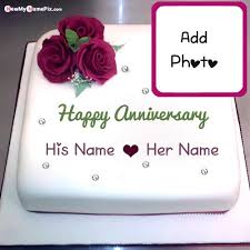 happy anniversary cake with name and