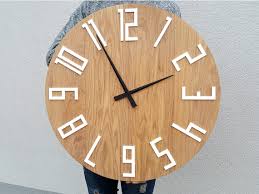 Large Wall Clock Wood With White