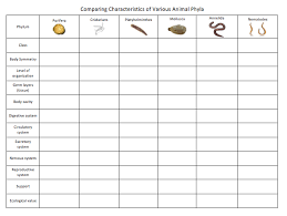 Solved Comparing Characteristics Of Various Animal Phyla