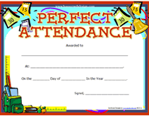 Printable Perfect Attendance Awards School Certificates