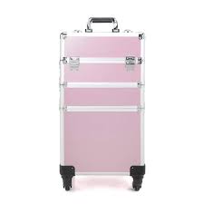 professional makeup trolley case pink