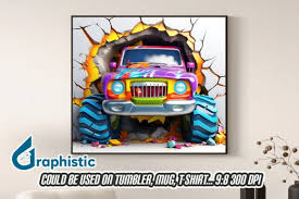 Monster Truck 3d Smashed Wall Art 28