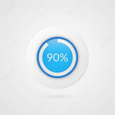 90 Percent Blue White Pie Chart Percentage Vector Infographics