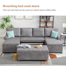 Fabric Storage Sofa Bed With 2 Chaise