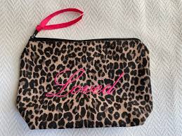 leopard print makeup bag canvas pink
