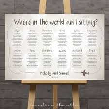 World Map Wedding Seating Chart Travel Theme City Destination Table
