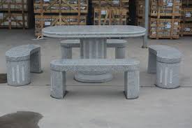 Oval Table With 4 Benches Silver Grey