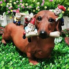 Dachshund Dog Eating Bones Dwarf Garden