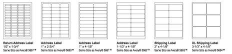 Avery Label Sizes Chart Clear Labels Top Label Maker