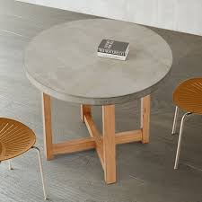 Japandi 32 Concrete Gray Dining Table Small Round Wooden Tabletop
