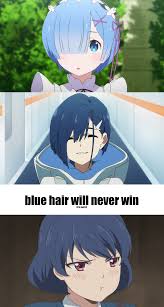 There are some classic anime characters that fit the criteria, like rae ayanami, and newer stars as. Blue Hair Curse Animemes