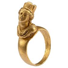 ancient gold roman ring with bust of tyche circa late 1st 2nd century ce