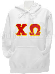 Chi Omega Pullover Hoodie Sweatshirt With Greek Letters White