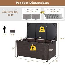 H Brown Pe Rattan Steel Deck Box
