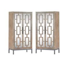 mirrored accent cabinet set in ash gray