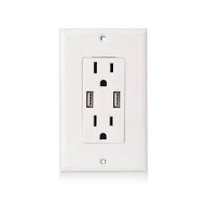 electrical outlet receptacle with 2 high power usb ports