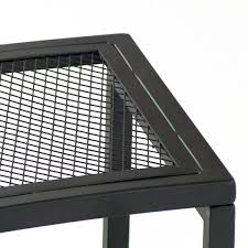 Black Mesh Metal Patio Side Table