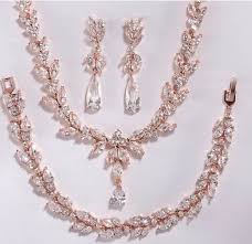 rose gold cz earring necklace bracelet