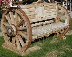antiques wagon wheel bench with