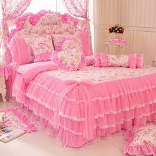 Pink Lace Princess Cotton Bedding Set