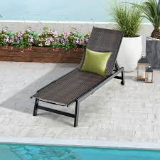 Patio Pe Rattan Chaise Lounge With 5