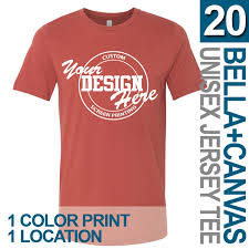 Details About 20 Custom Screen Printed Bella Canvas Unisex T Shirts 1 Color Print 1 Location