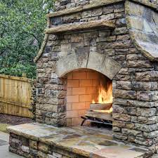Outdoor Stacked Stone Fireplace