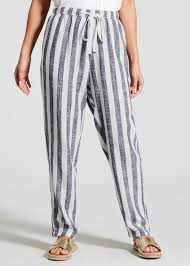 Stripe Linen Blend Tapered Trousers In 2019 Tapered