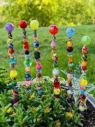 Large Beaded Garden Stake Garden Decor