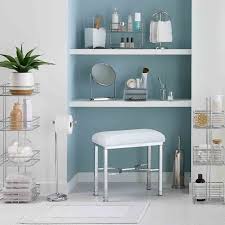 chanel vanity bench chrome white
