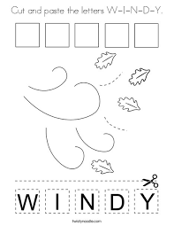 String ribbon through the holes. Cut And Paste The Letters W I N D Y Coloring Page Twisty Noodle