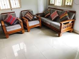 brown wooden sofa set at best in