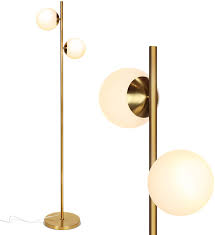 Amazon Com Brightech Sphere Mid Century Modern 2 Globe Floor Lamp For Living Room Bright Lighting Contemporary Led Standing Light For Bedrooms Offices Gold Antique Brass Indoor Pole Light Home Improvement