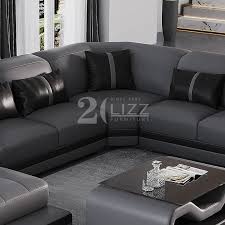 U Shape Dark Gray Led Sectional Sofa
