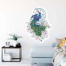 La Ink Peacock And Moon Wall Sticker