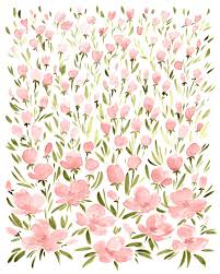 Field Of Pink Watercolor Flowers